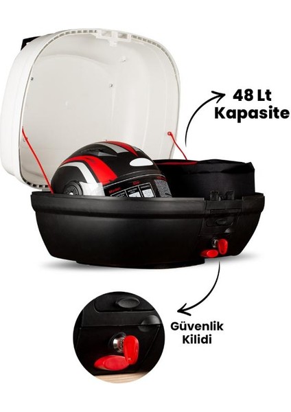 First Bag 48 Litre Beyaz Motosiklet Çantası Reflektörlü