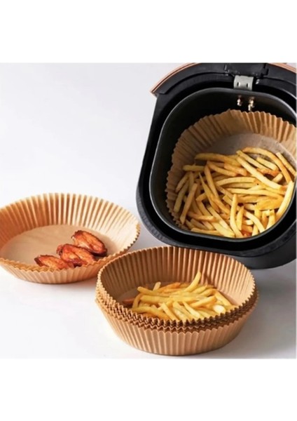 Air Fryer Pişirme Kağıdı 50 Adet Hava Fritözü Yuvarlak Model Pişirme Kağıdı Airfryer Yağsız Fritöz