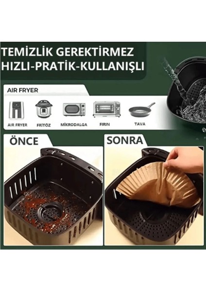 Air Fryer Pişirme Kağıdı 50 Adet Hava Fritözü Yuvarlak Model Pişirme Kağıdı Airfryer Yağsız Fritöz