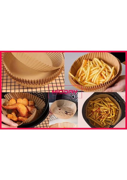 Air Fryer Pişirme Kağıdı 50 Adet Hava Fritözü Yuvarlak Model Pişirme Kağıdı Airfryer Yağsız Fritöz