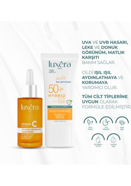 Güneş Koruyucu, Antioksidan Vegan Cilt Bakım Seti - C Vitamini + Güneş Kremi modelleri