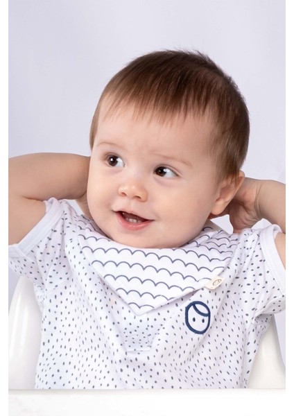 2'li Sıvı Geçirmez Organik Pamuk Bandana Önlük Seti Marine Desenli fiyatları