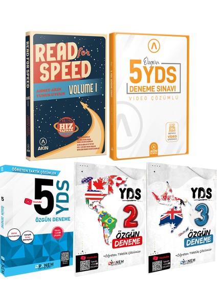 YDS Read For Speed 1 - 5 Deneme - YDS Özgün 2-3-5 Deneme Seti (15 Deneme)