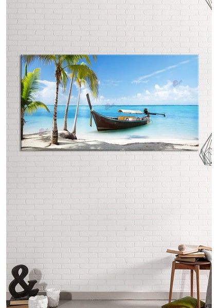 Tropikal Okyanus Sahil Tekne Manzara Kanvas Tablo (6 Farklı Ölçü) fırsatları