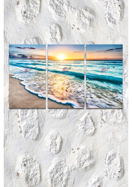 Gün Batımı Deniz Sahil Manzara Kanvas Tablo Seti (4 Farklı Ölçü) indirimleri