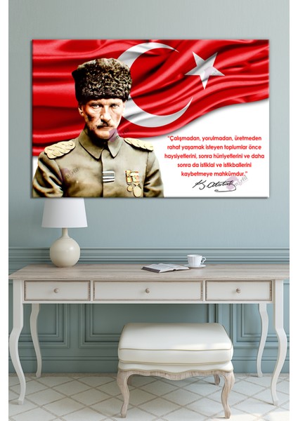 Atatürk Mustafa Kemal Kanvas Tablo Okullara Işyerlerine Uygun (8 Farklı Ölçü)