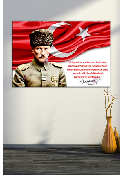 Atatürk Mustafa Kemal Kanvas Tablo Okullara Işyerlerine Uygun (8 Farklı Ölçü) modelleri