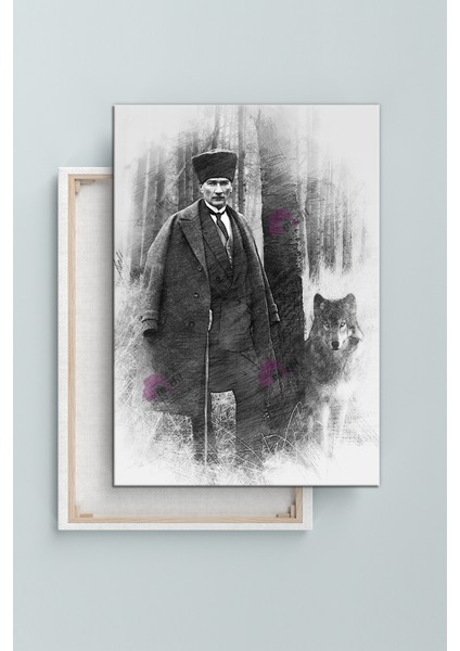 Atatürk Mustafa Kemal Karakalem Efektli Kanvas Tablo Okullara Işyerlerine Uygun (8 Farklı Ölçü) fiyatları