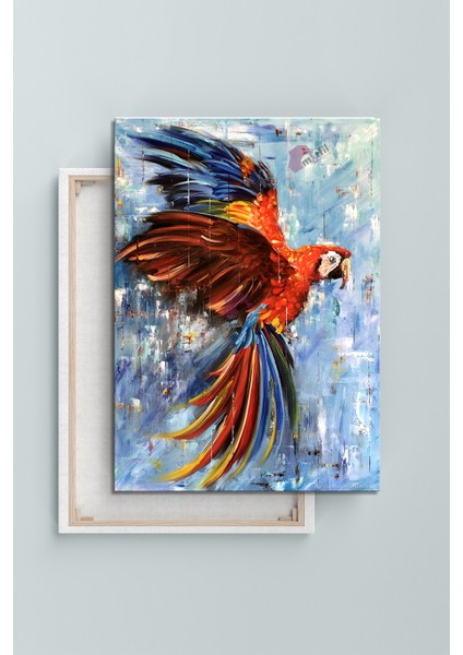 Rekli Papağan Yağlıboya Görünümlü Kanvas Tablo Okullara Işyerlerine Uygun (8 Farklı Ölçü) fırsatları
