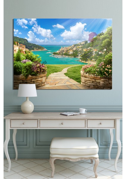 Deniz Sahil Şehir Manzara Doğa Kanvas Tablo indirimleri