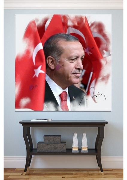 Recep Tayyip Erdoğan Yağlıboya Efektli Başkan Erdoğan Rte Kanvas Tablo (7 Farklı Ölçü)