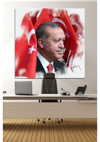 Recep Tayyip Erdoğan Yağlıboya Efektli Başkan Erdoğan Rte Kanvas Tablo (7 Farklı Ölçü)