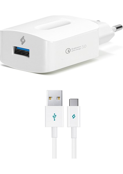 Speedcharger Qc 3.0 Universal Seyahat Şarj Cihazı - Type-C Kablo