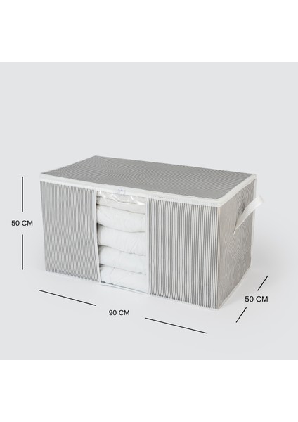 4 Adet Mega Boy Pencereli Çizgi Desen Baskılı Yorgan Düzenleyici Hurç 90x50x50 cm modelleri
