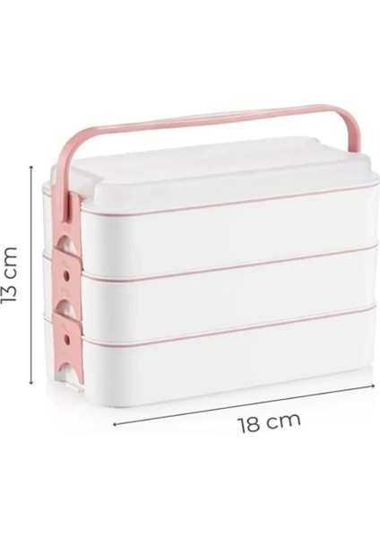 Pembe 3 Katlı Bölmeli Öğrenci Beslenme Okul Saklama Kabı Iş Lunch Box Piknik Kabı Kahvaltılık