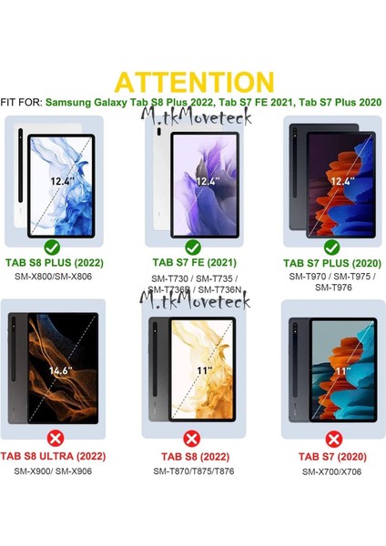 Samsung Galaxy Tab S7 ve S8 Plus 12.4 Kılıf Defender Kalem Bölmeli Standlı Renkli Boyun Askılı 360 Zırh