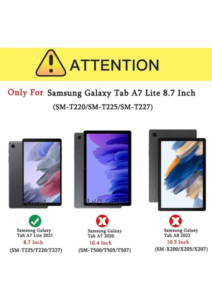 Samsung Galaxy Tab A7 Lite 8.7 SM-T220/T225/T227 Kılıf Defender Standlı Boyun Askılı 360 Renkli Zırh Tank Kapak