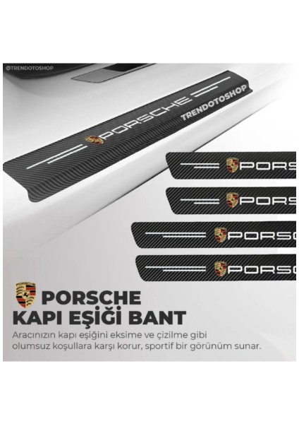 Porsche Uyumlu Karbon Kapı Eşiği Folyo 4'lü Set Orijinal Hava Kanallı Ithal