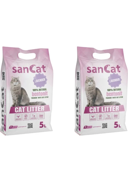 Sancat Lavanta Kokulu Premium Beyaz Kedi Kumu 5 lt x 2 Adet