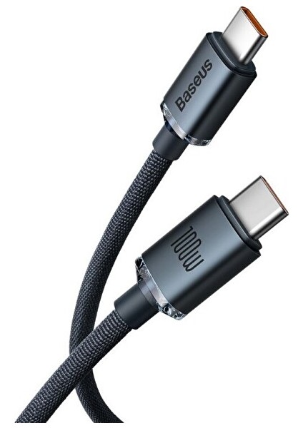 Crystal Shine 100W Type C To Type C 2m Siyah Kablo