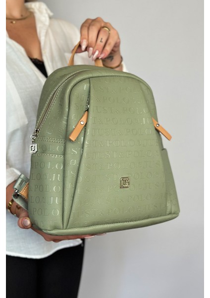 Büyük Boy Günlük Kullanamına Uygun 9 Bölmeli Yeşil Kombin Kadın Sırt Çantası 4040 modelleri