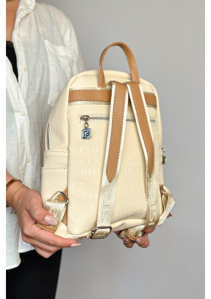 Büyük Boy Günlük Kullanamına Uygun 9 Bölmeli Krem Kadın Sırt Çantası 4040 fırsatları