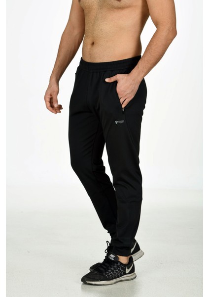 Siyah Erkek Cepli Manşetli Paça Micro Jarse Kumaş Eşofman Altı EDY201153S fiyatları