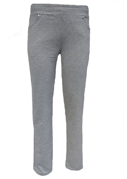 Gri Melanj Kadın 30/100 Lyc Penye,cepli Kot Model Eşofman Altı 137