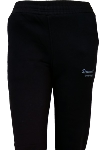 Siyah Kadın Üç Iplik Cepli Düz Paça Şardonlu Beli Lastikli Eşofman Altı 140 modelleri