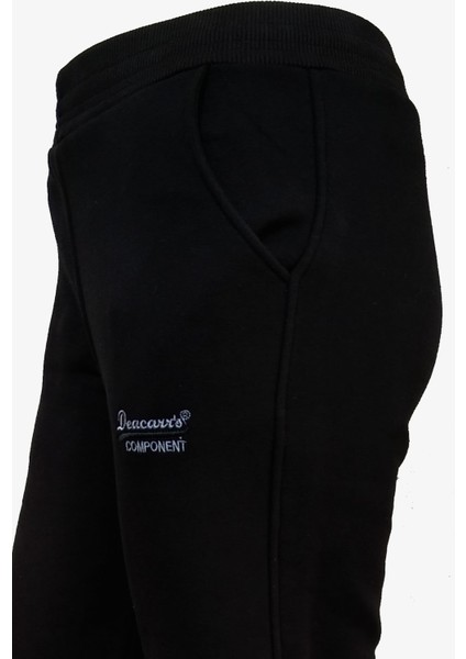 Siyah Kadın Üç Iplik Cepli Düz Paça Şardonlu Beli Lastikli Eşofman Altı 140 fırsatları