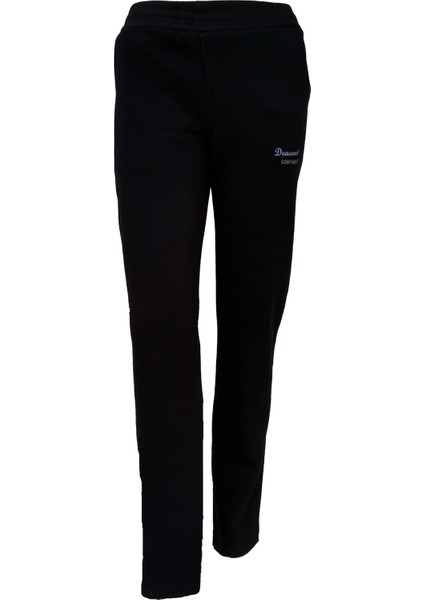 Siyah Kadın Üç Iplik Cepli Düz Paça Şardonlu Beli Lastikli Eşofman Altı 140 indirimleri