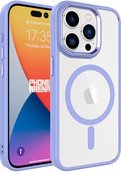 Apple iPhone 15 Pro Kılıf Wireless Şarj Özellikli Krom Magsafe Silikon Kılıf