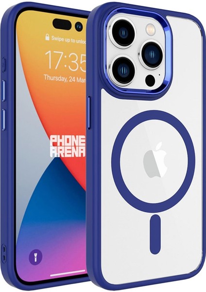 Apple iPhone 15 Pro Kılıf Wireless Şarj Özellikli Krom Magsafe Silikon Kılıf