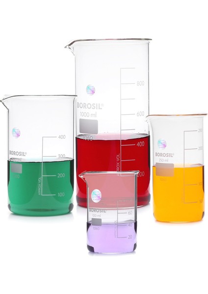 Uzun Form Cam Beher Seti - Isıya Dayanıklı - 1000ML-500ML-250ML-100ML - 4 Adetlik Set