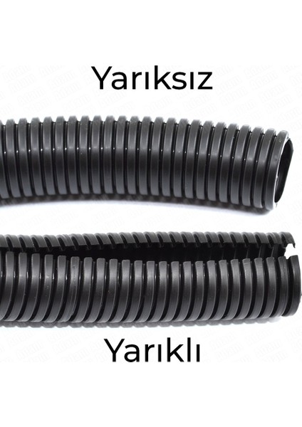 17 mm Yarıklı Spiral Boru Kablo İzolasyon Hortumu Siyah Esnek