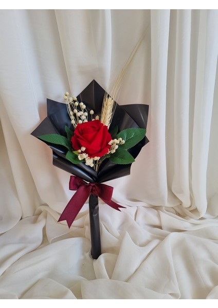 Siyah/kırmızı Tekli Gül Buketi
