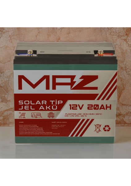 12 Volt 20 Amper (Ah) Solar Jel Akü (Güneş Paneli Akü) fiyatları