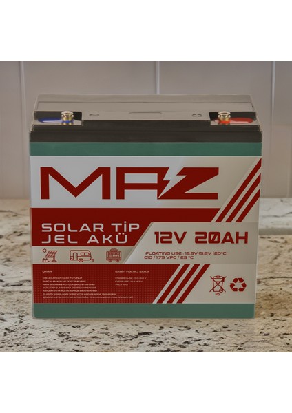 12 Volt 20 Amper (Ah) Solar Jel Akü (Güneş Paneli Akü) modelleri