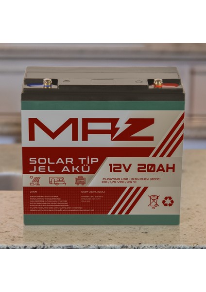 12 Volt 20 Amper (Ah) Solar Jel Akü (Güneş Paneli Akü) indirimleri
