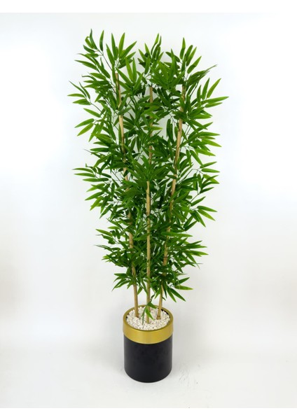 Yapay Bambu Ağacı 140CM Siyah Gold Metal Saksıda modelleri
