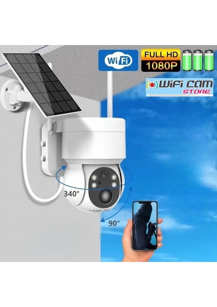 Solar Güneş Enerjili Ptz Wıfı Kamera 4mp Çok Net Görüntü Not: Sim Kartlı Değildir Wıfı Versiyondur