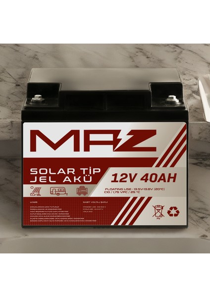 12 Volt 40 Amper (Ah) Solar Jel Akü (Güneş Paneli Akü) fiyatları