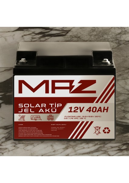 12 Volt 40 Amper (Ah) Solar Jel Akü (Güneş Paneli Akü) fırsatları