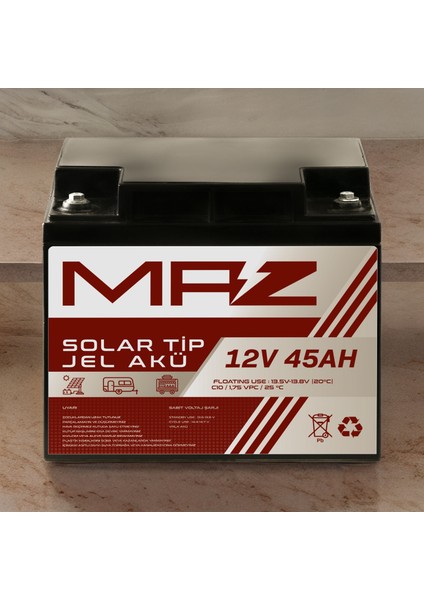 12 Volt 45 Amper (Ah) Solar Jel Akü (Güneş Paneli Akü) fiyatları