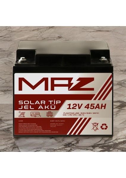 12 Volt 45 Amper (Ah) Solar Jel Akü (Güneş Paneli Akü) fırsatları