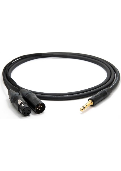 6.35 mm Trs Erkek To 3-Pin Xlr Dişi + Erkek Ses Kablosu - 1.5 Metre