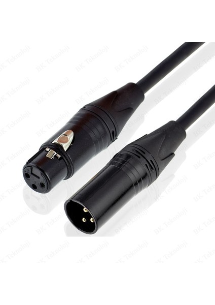 6.35 mm Trs Erkek To 3-Pin Xlr Dişi + Erkek Ses Kablosu - 1.5 Metre