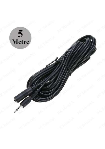 3.5 mm Stereo Aux Ses Uzatma Kablosu Erkek - Dişi 5 Metre