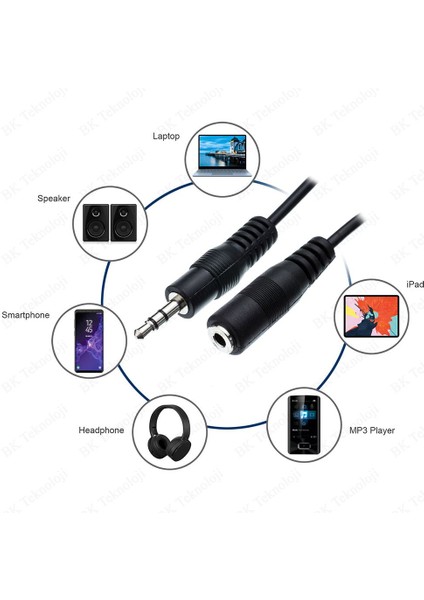 3.5 mm Stereo Aux Ses Uzatma Kablosu Erkek - Dişi 5 Metre