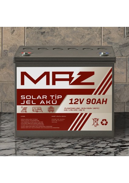12 Volt 90 Amper (Ah) Solar Jel Akü (Güneş Paneli Akü) indirimleri